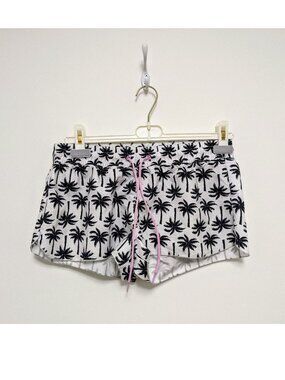 Old Navy Palm Print Board Shorts NWOT Black White Pink Drawstring